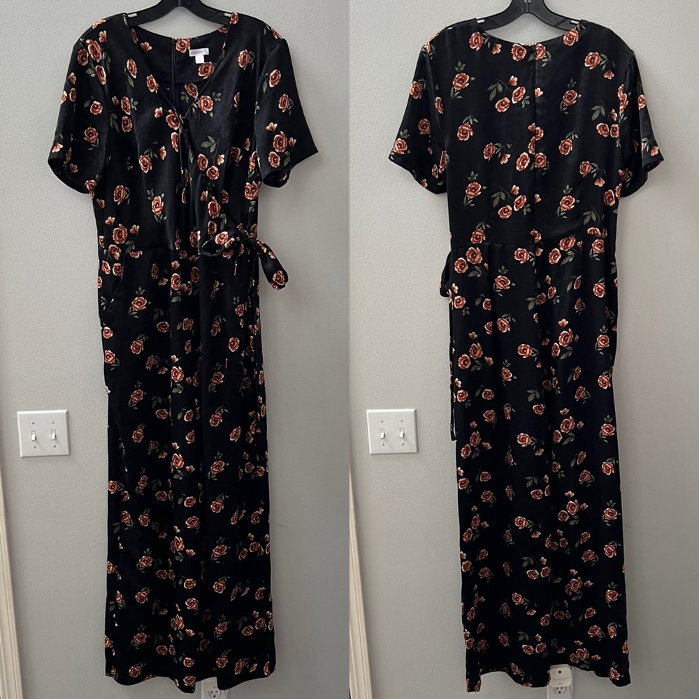 Black Floral Boho Jumpsuit | Sz XL